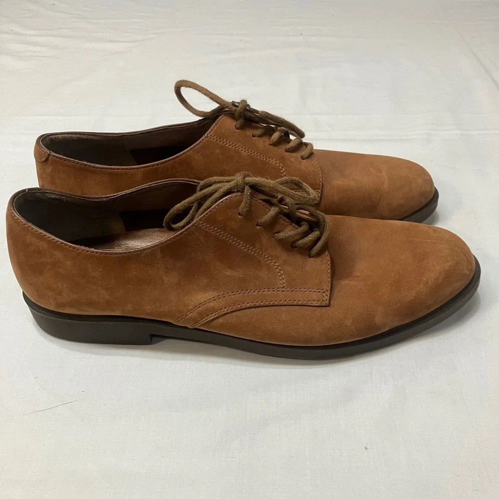 Rockport Mens Tan Nubuck Leather‎ Plain Toe Derby Shoes Size 8 Brown Academic